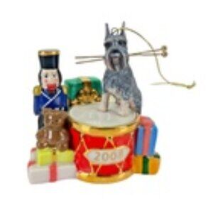 Danbury Mint Ornament Miniature Mini Schnauzer Dog 2008 Christmas Drummer